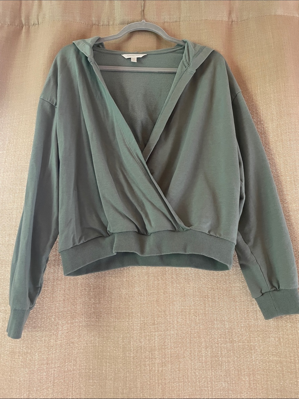 Garnet Hill Olive Surplice Hooded Sweatshirt